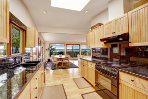 black appliances in kitchen